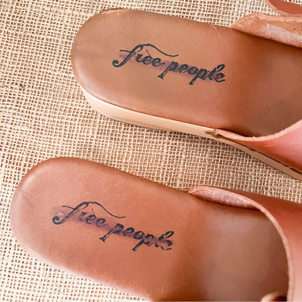 Free People Fiona Buckle Clogs Sandals Size 9 Brown - Picture 8 of 11